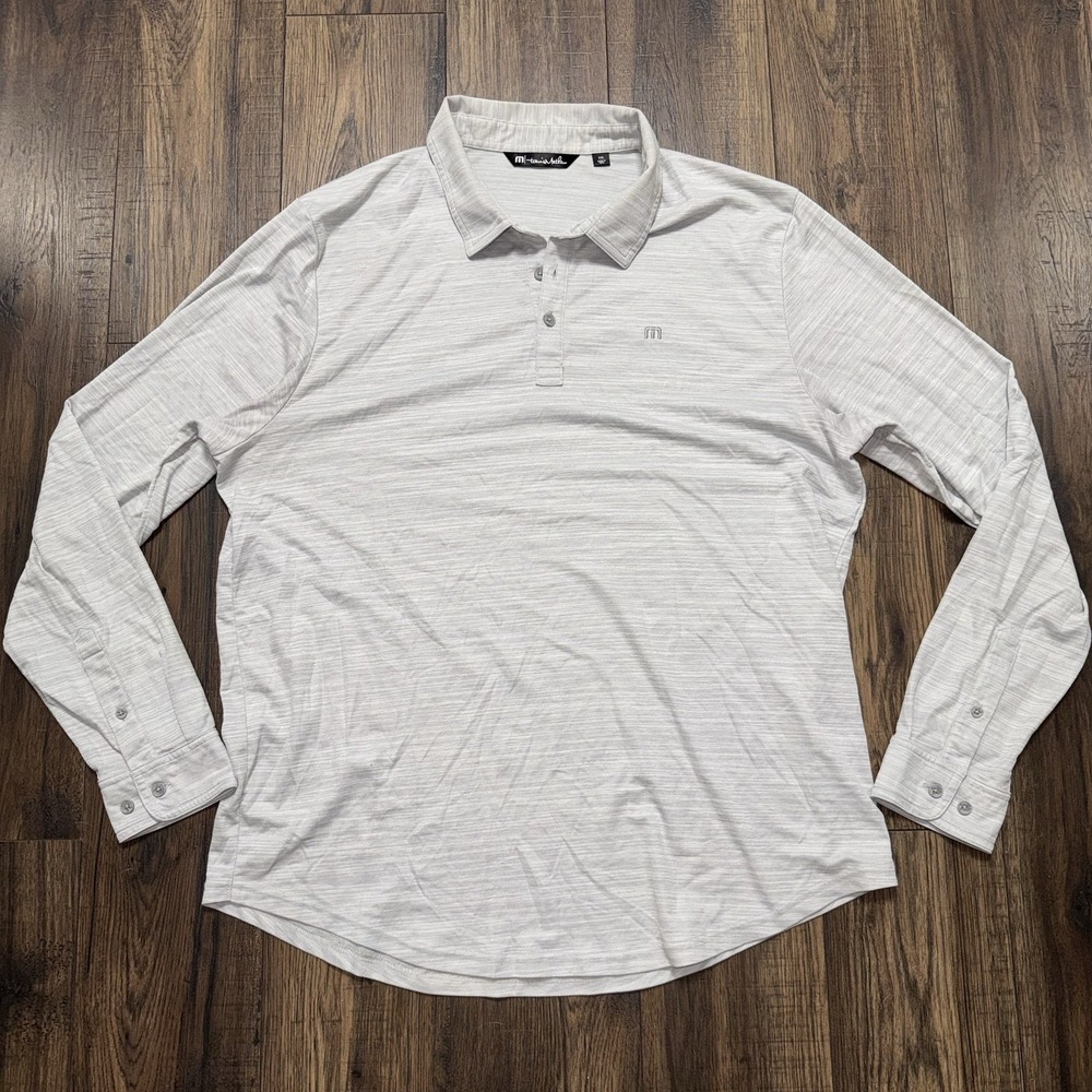 Travis Mathew Long Sleeve Polo Shirt Heather Gray XXL Golf Performance